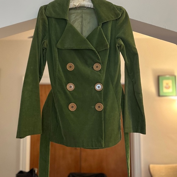 Vintage 1950’s Kelly Green Corduroy Double Breasted Jacket - Picture 3 of 4